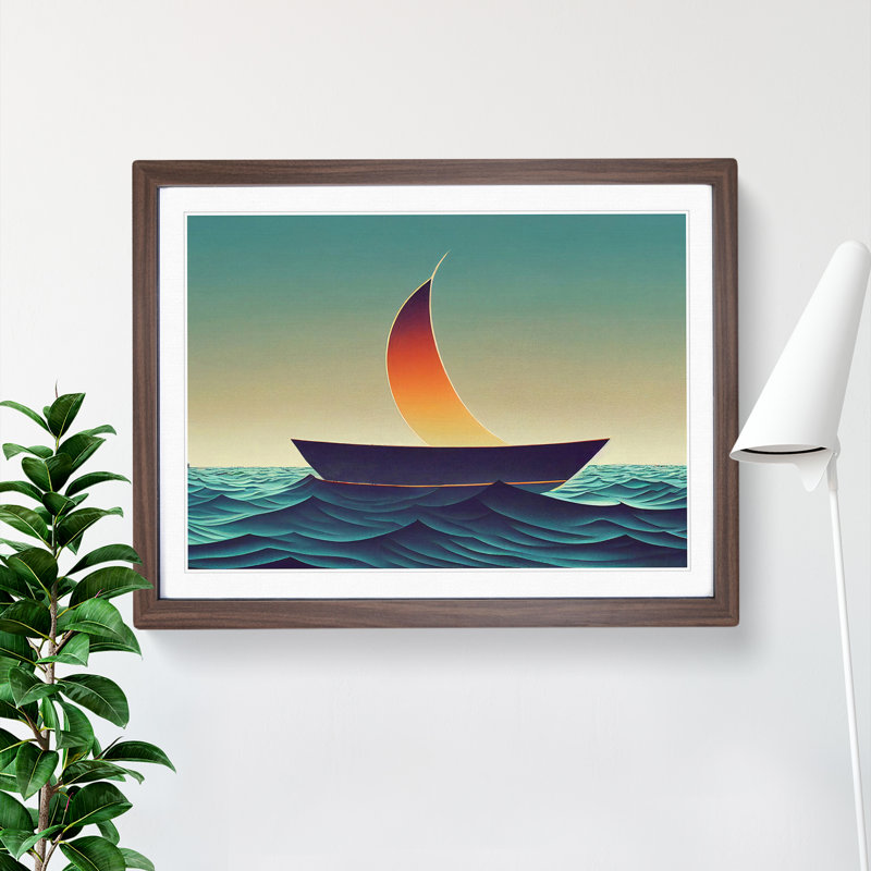 Glowing Sailing Boat - Framed Print
