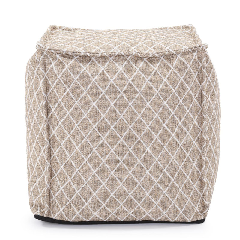 Square Pouf Grille Natural, Brown