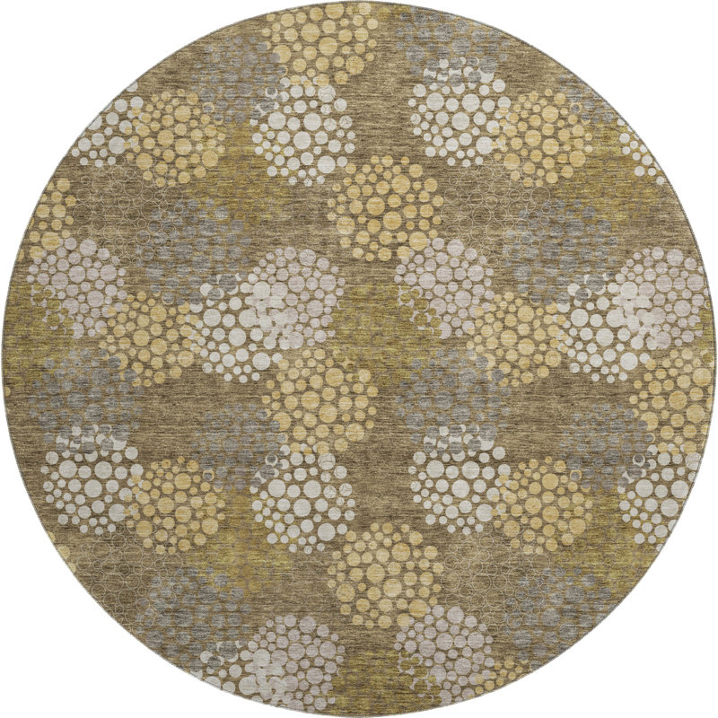 Premium Machine Washable Prisco Brown Rug, Round 8'