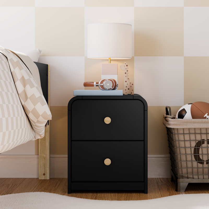 Santos 2-Drawer Nightstand, Black