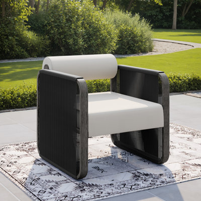 Outdoor Aluminum & HDPE Wicker Lounge Chair With Sunbrella Cushions