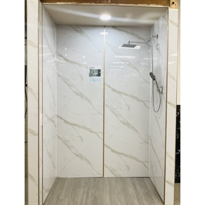 96” Waterproof SPC Shower Wall Panel Kit – 4-Piece Grout-Free Bathroom Surround (30"x60"x96")