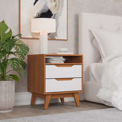Paris 2-drawer Nightstand With Open Shelf And Built-in Handles