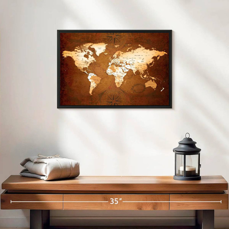 Aliaz Rare World Map, 13" H x 19" W