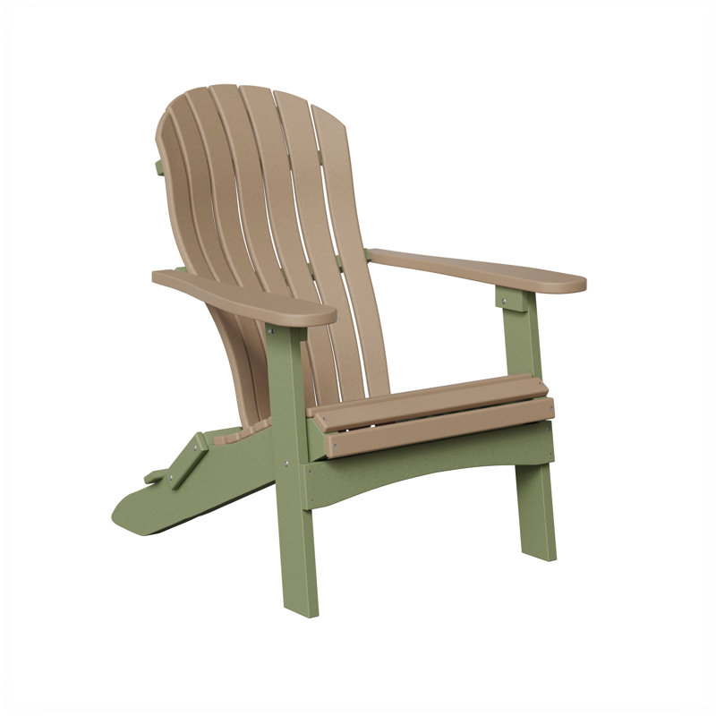 Berlin Gardens Contour Folding Adirondack Chair, Weatherwood with Sage