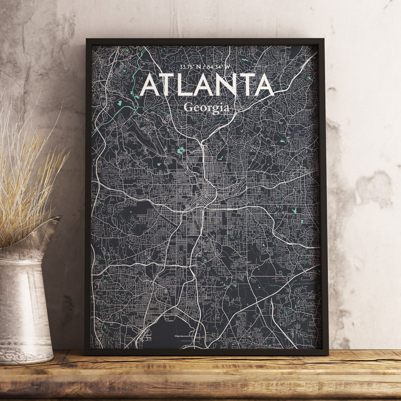 Atlanta City Map - No Frame Print, 60.2 cm H x 27.9 cm W x 0.1 cm D