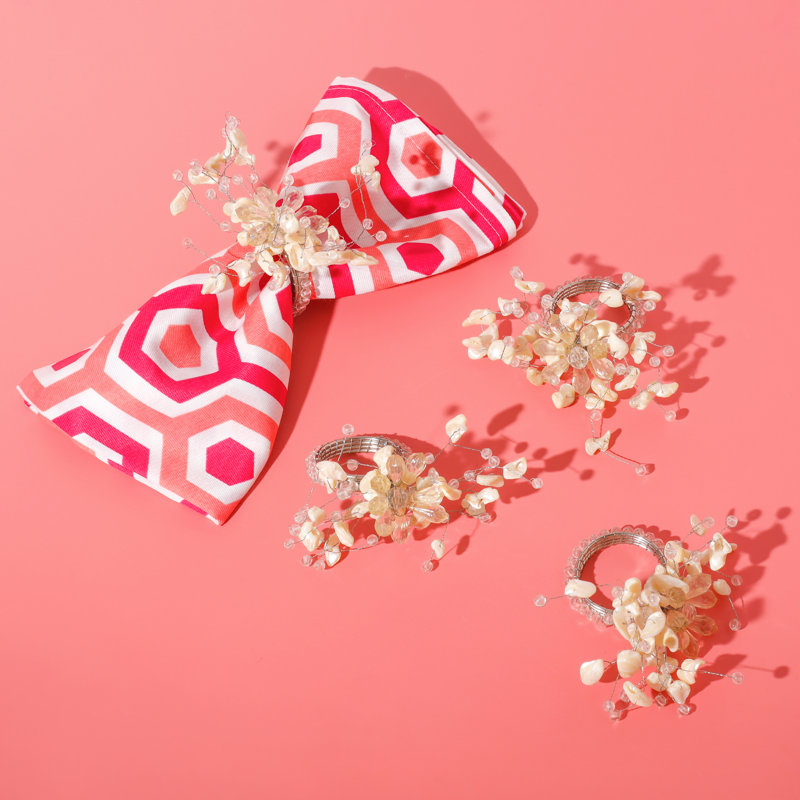Ensemble de 4 rondelles de serviettes Opaline Bloom