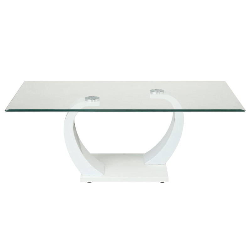 Table basse à plateau en verre 50 po Moree, Blanc