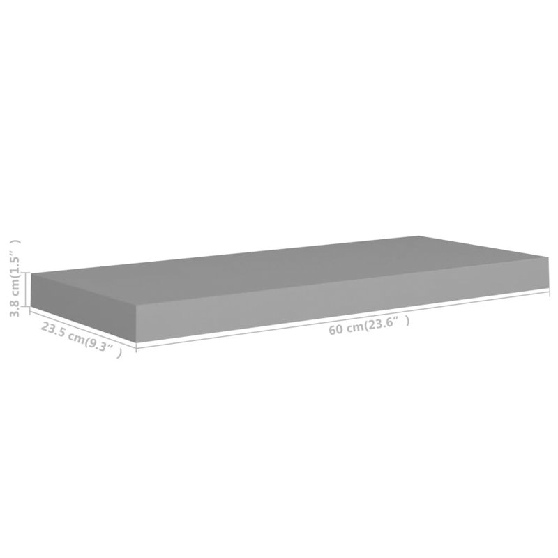 Jaiyah 4 Piece Floating Shelf, 3.8 cm H x 60 cm W x 23.5 cm D, Grey