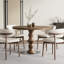 Table de bistro ronde en bois massif de style milieu du siècle-1830834111