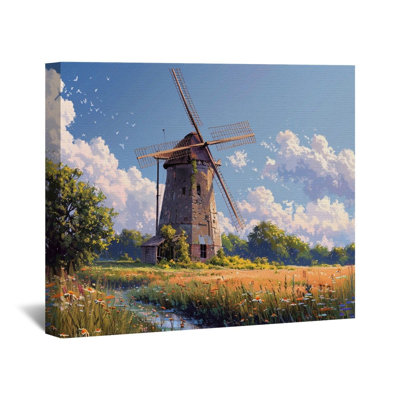 Windmill Canvas Wrap - Landscape Wall Decor