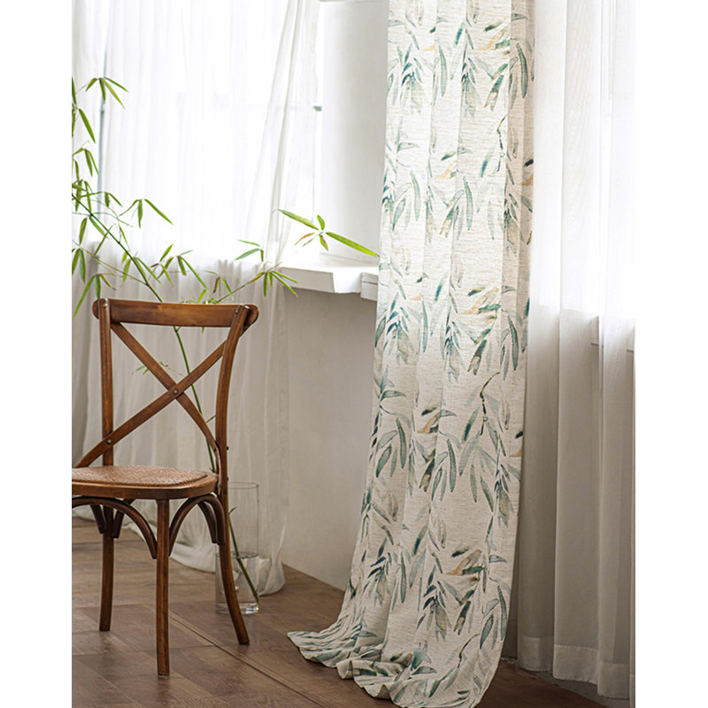 Irena Linen Room Darkening Curtain Pair, 45" W x 108" L