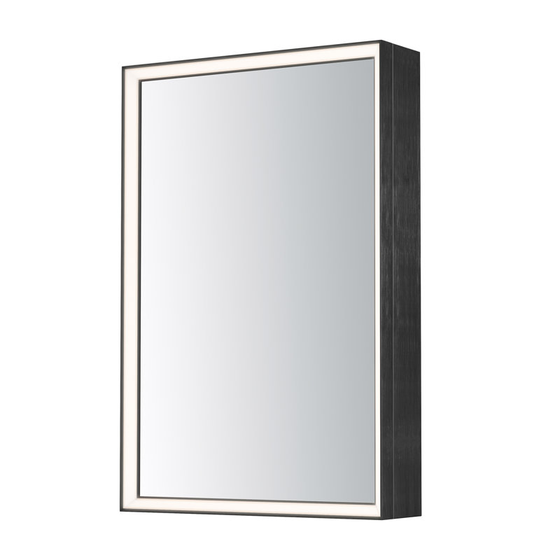 Miroir biseauté à DEL, Noir brossé
