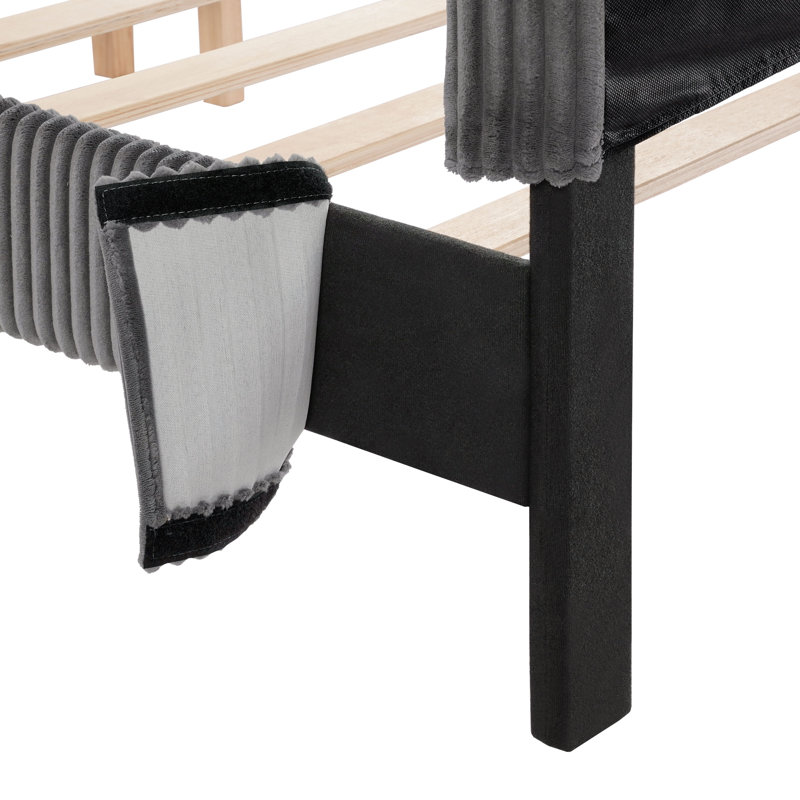 Upholstered Platform Bed, Gray