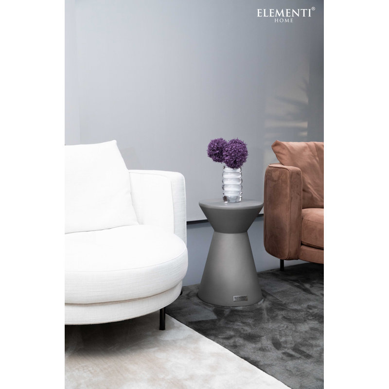 ROME Column Side Table Small Round Concrete End Table 50,8 cm H X 35 cm B X 35 cm T, Grey/Brown/Blue