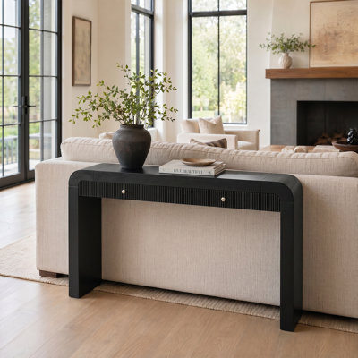 Console Rustic Charm avec tiroir cannelé et pieds réglables - parfait pour le décor du salon
