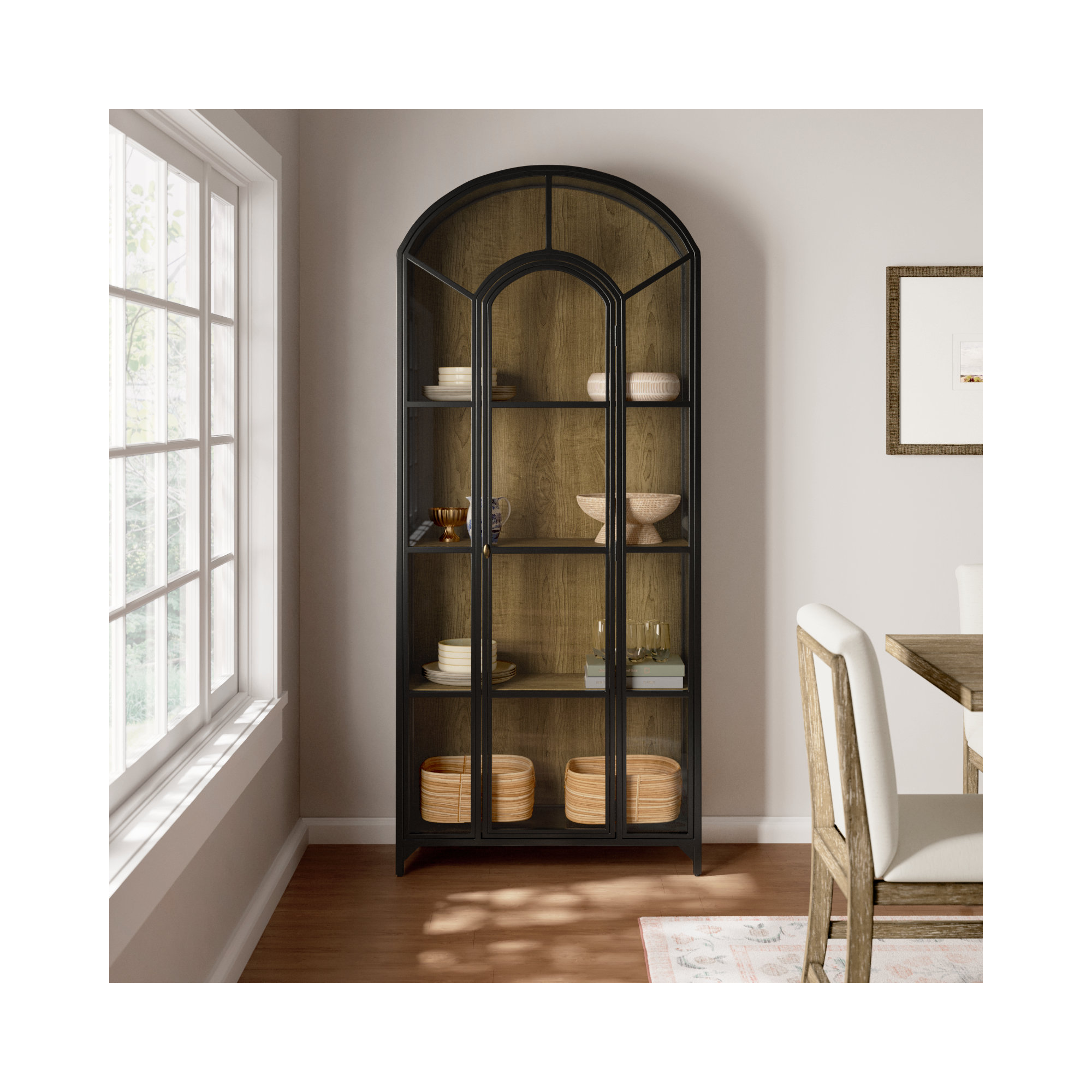 Bayline Dining Cabinet, Black/Oak