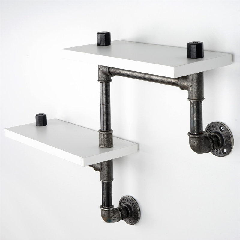 Oregon 2 Piece Industrial Pipe Shelves, White