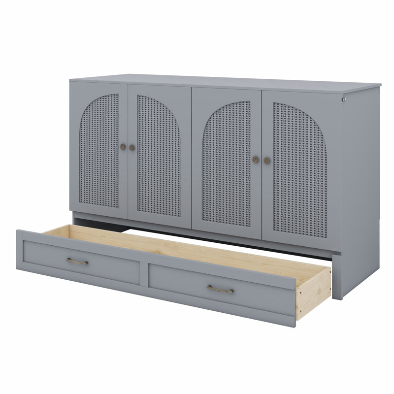 Lit escamotable avec grands tiroirs Murphy, Gris