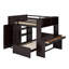 Lit mezzanine double avec lit autonome, tablettes, bureau et garde-robe-199933098