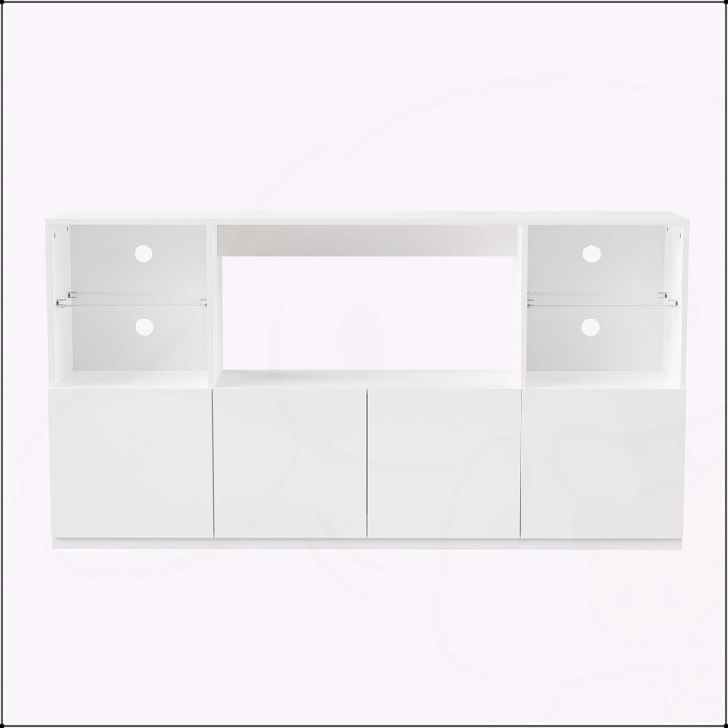 Meuble télé ultrabrillant avec lumières DEL, Blanc