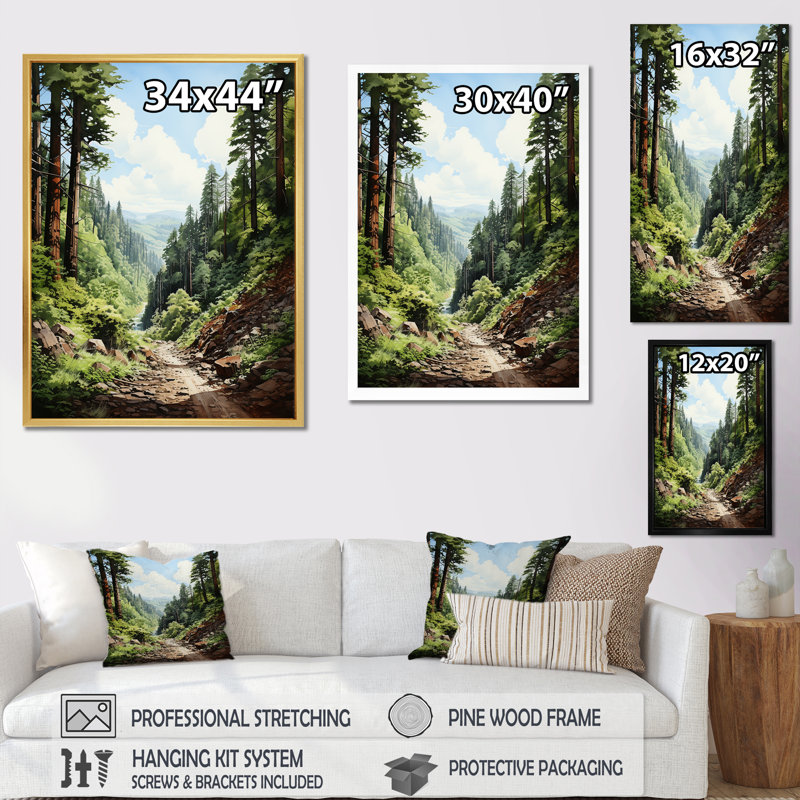 «Majestic Giants Pine Tree I», reproduction sur toile, H 32 po x l 16 po x P 1 po, Cadre naturel flottant