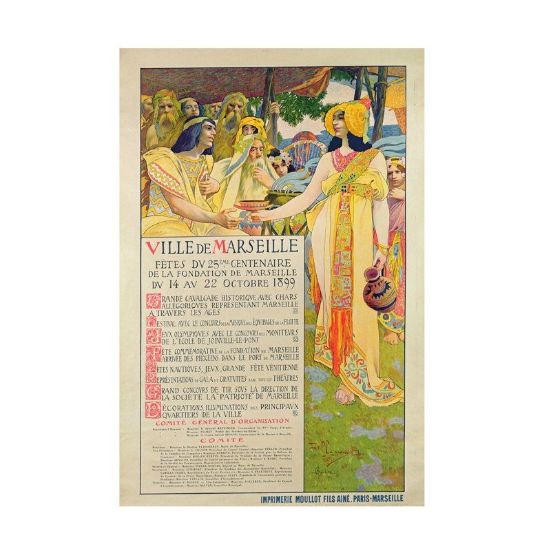 "David Dellepiane", commémoration de la fondation de Marseille, 1899, art sur toile, H 19 po x l 12 po