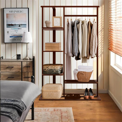 Freestanding Bamboo Clothes Garment Rack