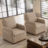 Boucle Upholstered Accent Chair Wing Back Armchair With Solid Wood Base