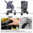 Foldable Pet Stroller, 3 Wheels Folding Carrier Jogger Stroller for Dogs Cats with Canopy and DIY Stickers-111302517