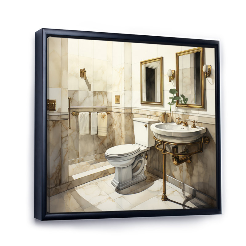 Art mural sur toile de salle de bain, impression de décor de toilette moderne et épuré - toilettes épuré et moderne