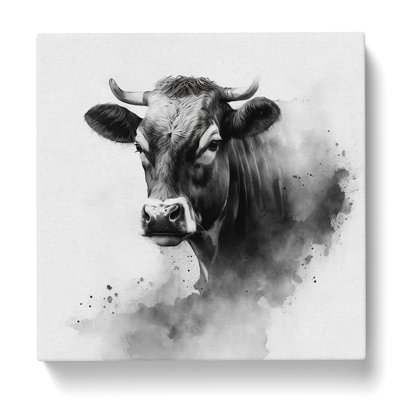 Cow Ink Wash - Wrapped Canvas - Framed Print