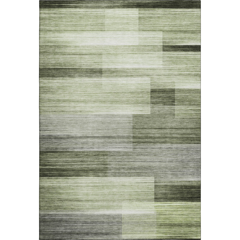 Premium Machine Washable Mayfield AMF2082 Striped Rug, 8' x 10', Green