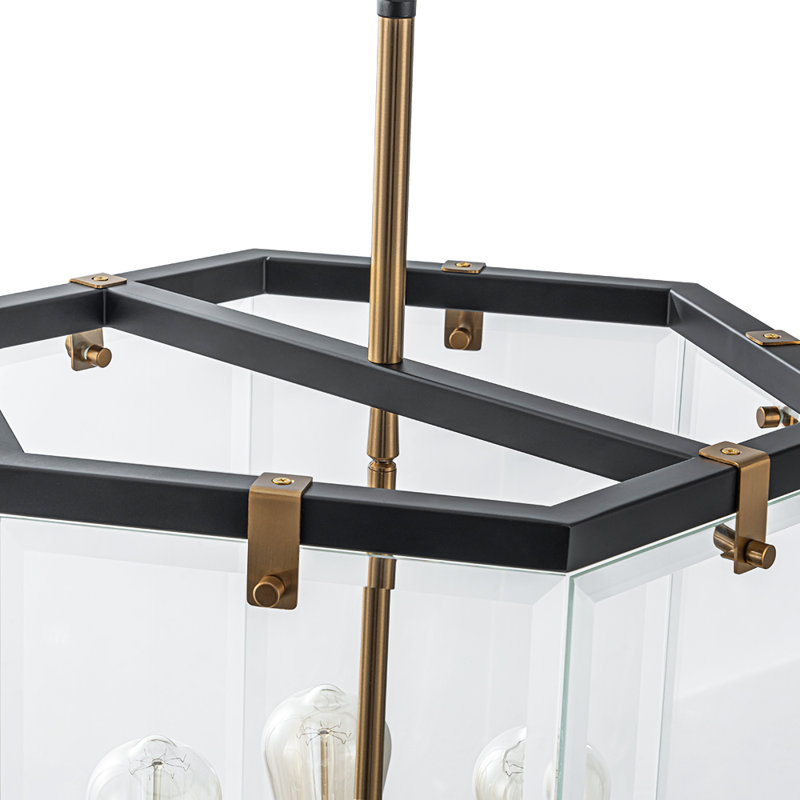 Luminaire suspendu en verre biseauté 6 lumières