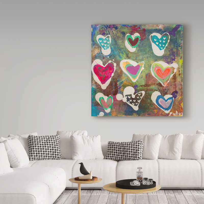 « cardiaque vibratoires », reproduction de peinture à l’acrylique sur toile tendue, H 35 po x l 35 po x P 2 po