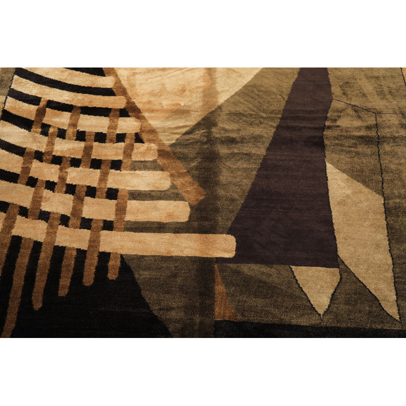 Tapis art déco tibétain en laine noué à la main 8 x 10 po