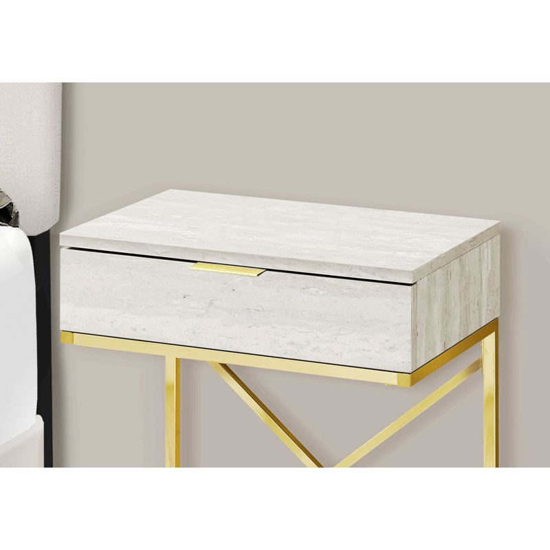 Table d'appoint avec structure en X chromée, Doré, Beige