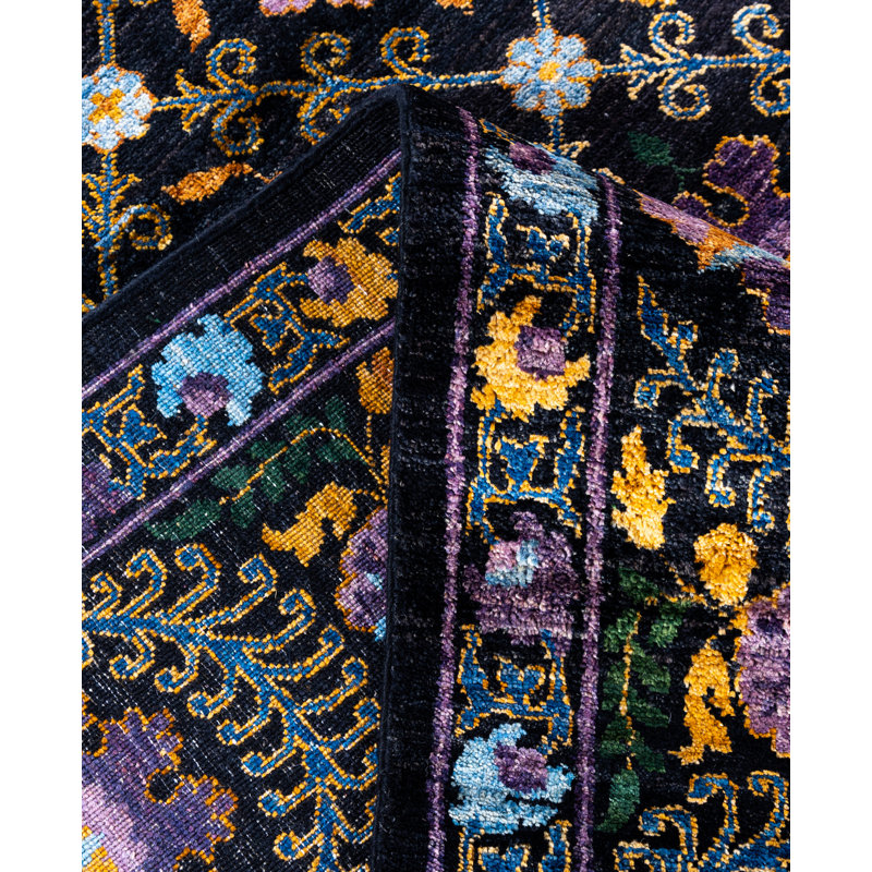 Overdyed Hand-Knotted Wool Modern-Contemporary Black Area Rug 8' 1" x 10' 3"