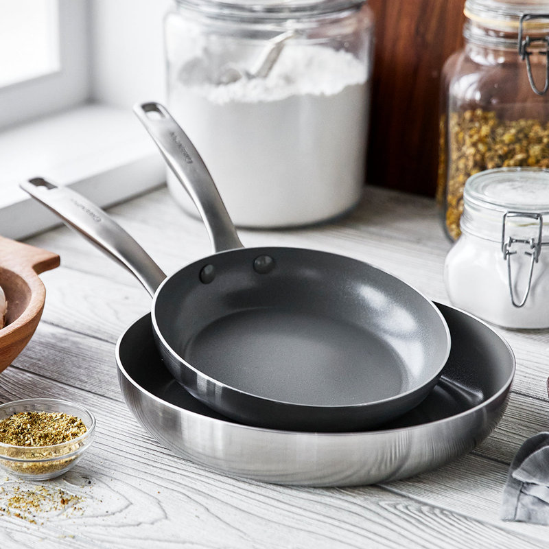Ensemble de poêles à frire antiadhésives en acier inoxydable 2 pièces GreenPan Chatham