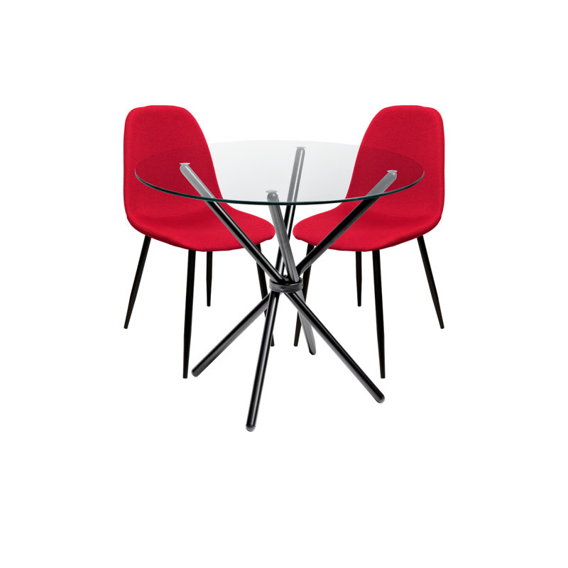 Quintan 2 - Person Dining Set, Black, Red