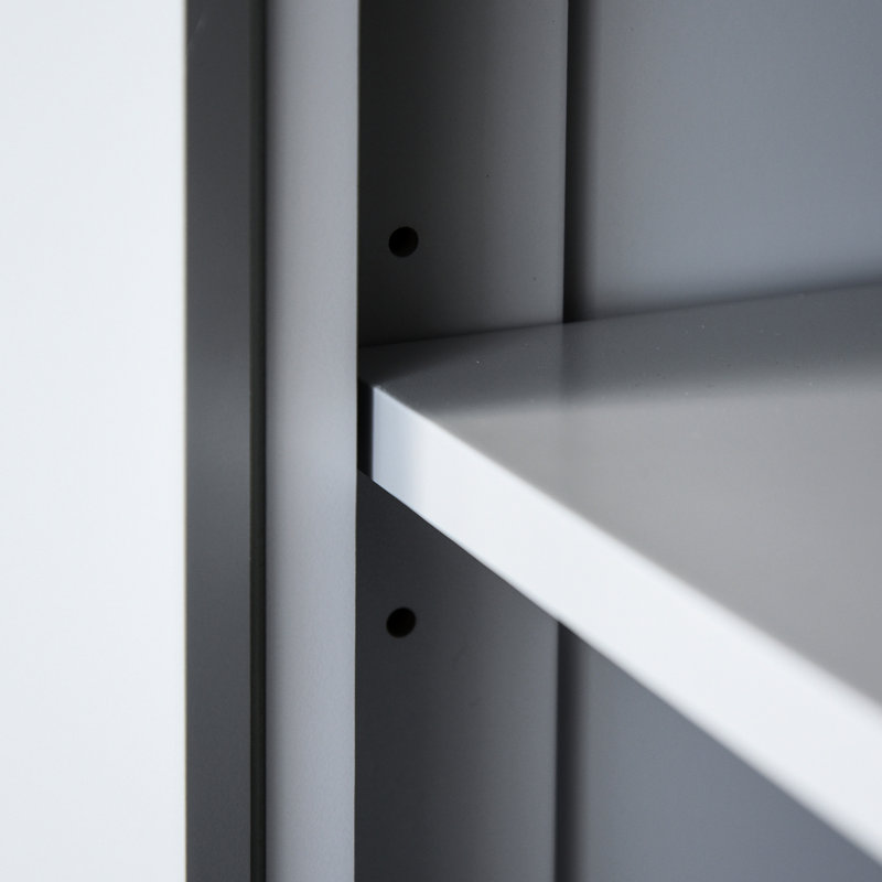 Kitchen Pantry, 4 Doors, 3 Adjustable Shelves, Large Drawer, Gray - Create Extra Storage 72" Shelves & Generous Internal Options