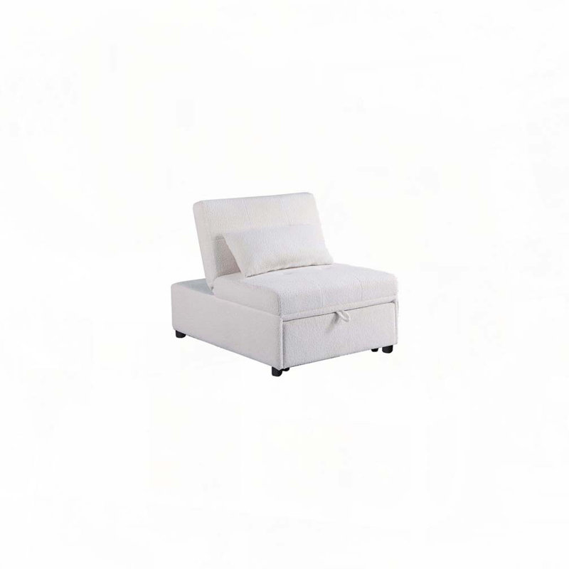 Evenie 34" H x 32" W Upholstered Convertible Sofa, Sherpa White