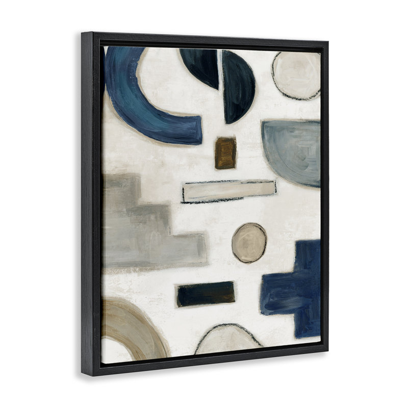  «Neutral Shapes» par Emma Peal, Cadre flottant noir de jais, H 21 po x l 17 po
