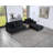Memphis 122.5"W Black Velvet Reversible Sectional Sofa Ottoman With Storage Compartment, Drawer, USB Ports, Charging Outlets