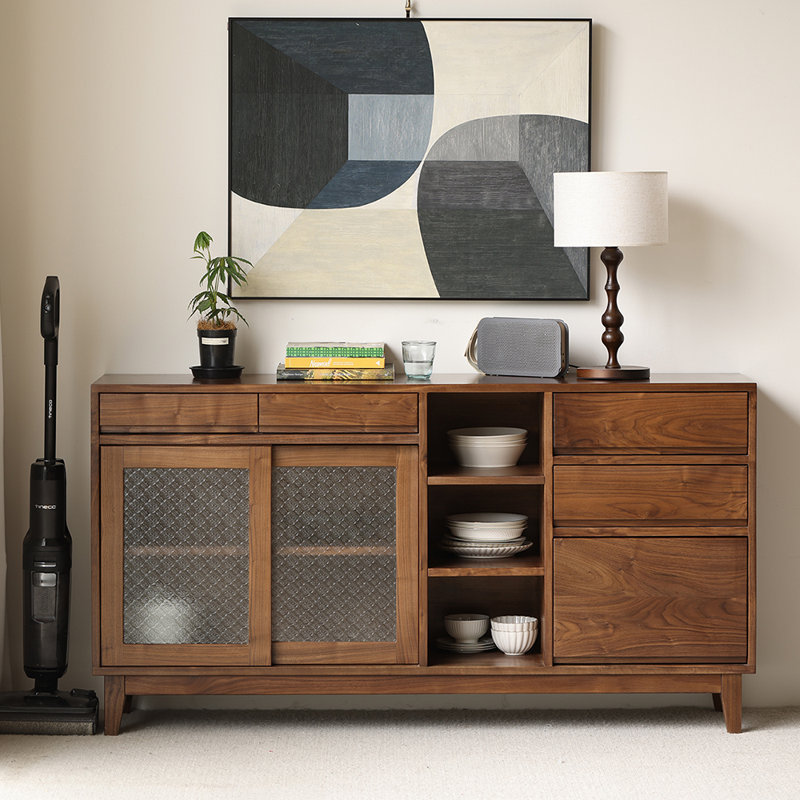 Armoire de rangement rétro en bois de noyer noir
