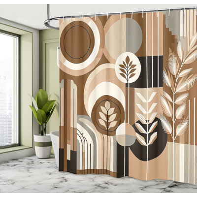 Hanrui Floral Shower Curtain with Hooks Included