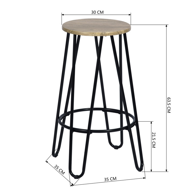 Higley Counter Stool with Metal Frame, Light Wood