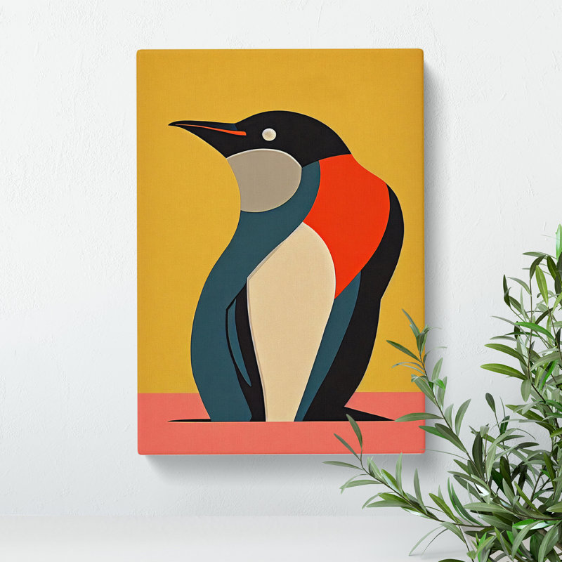 Penguin Abstract No.3 - Wall Art, Wrapped Canvas, 50cm H x 35cm W, No Matte