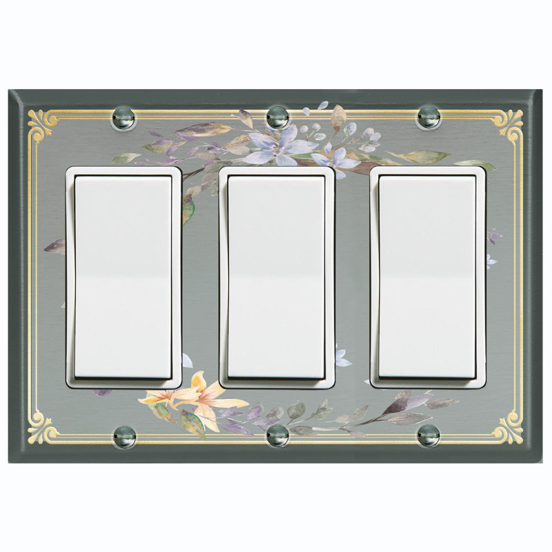 Patterned 3 - Gang Toggle Light Switch Standard Wall Plate