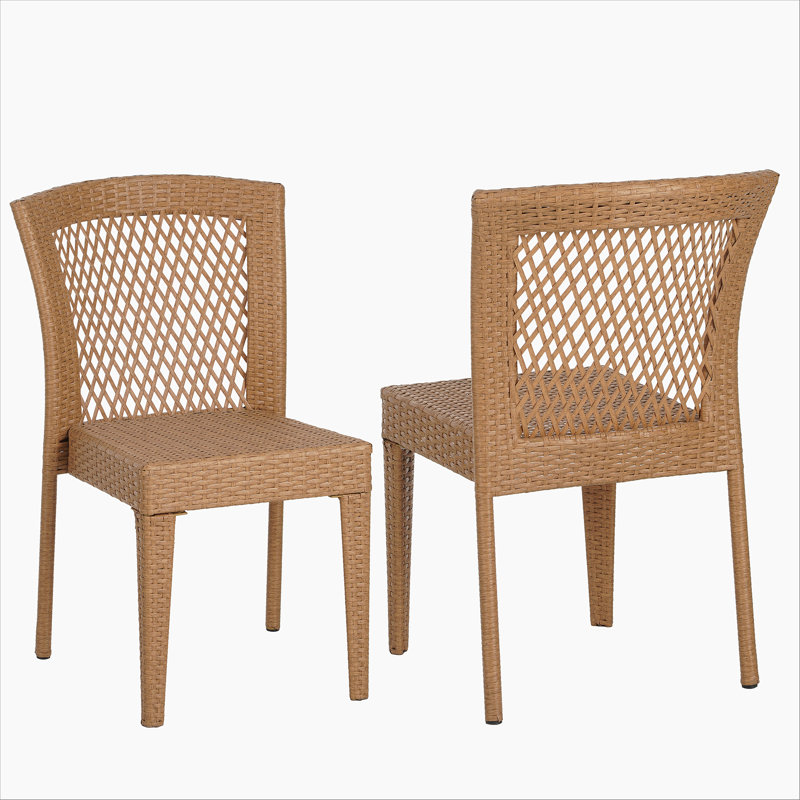 Ensemble de 2 chaises empilables FARLEY, brun clair